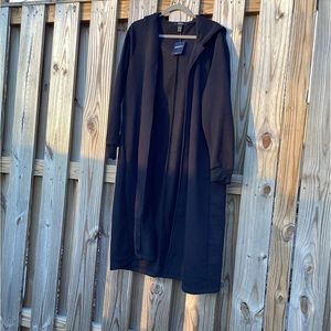 Forever 21 hooded long open black front sweater coat New